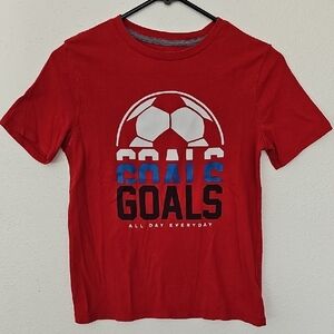 Old Navy Red Short Sleeve Tee with Soccer Graphic